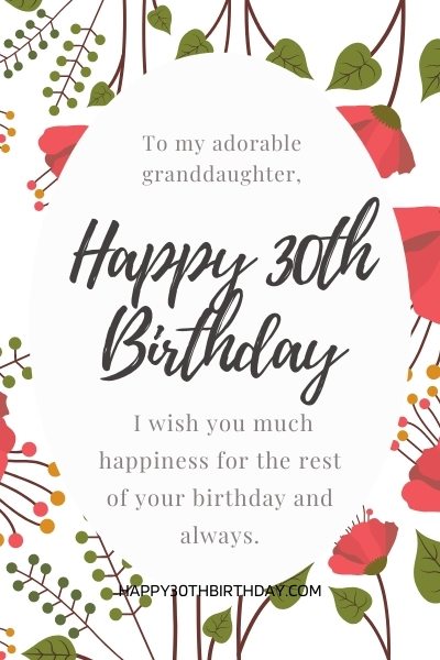 Happy 30th Birthday Granddaughter 