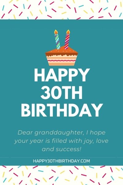 Happy 30th Birthday Granddaughter 