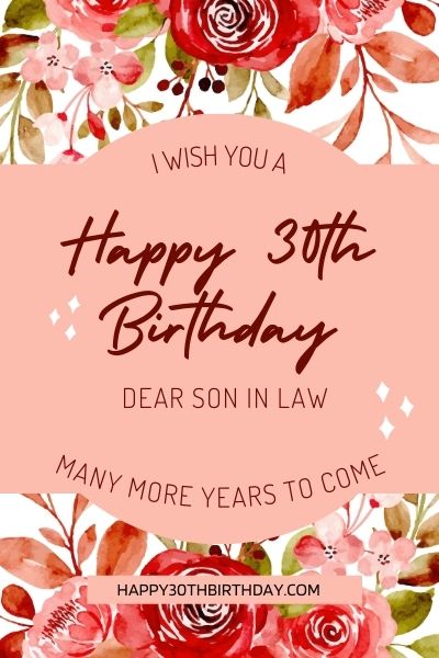 Happy 30th Birthday Son In Law 