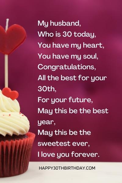 30th Birthday Poems for Husband
