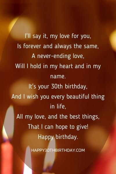 30th Birthday Poems for Girlfriend